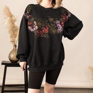 Vintage painted fruit black crewneck sweater